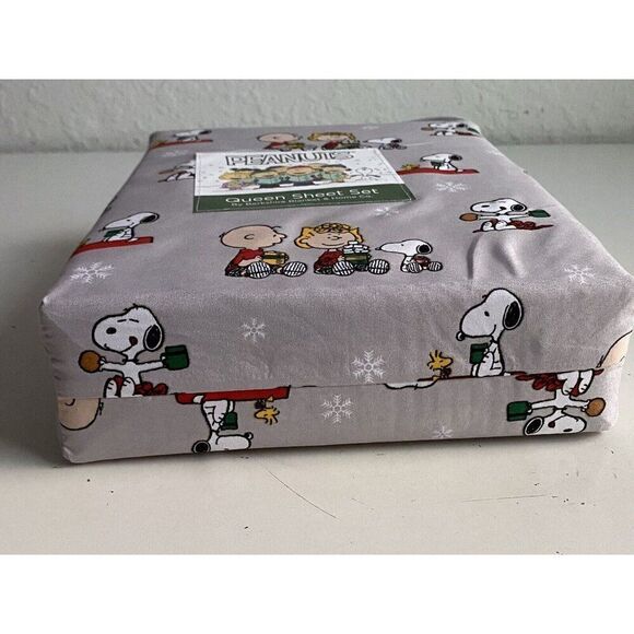 Peanuts Snoopy Woodstock QUEEN SIZE Sheet Set Sally Charlie Brown Christmas NEW - Picture 15 of 15